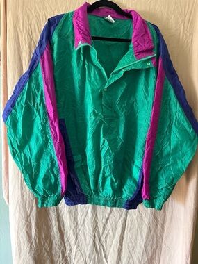 Prospirit Teal, Purple & Blue Retro Pullover Windbreaker